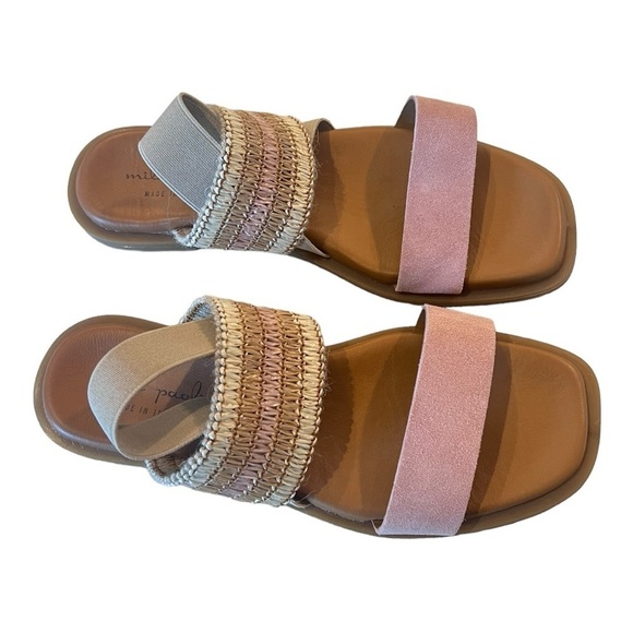 MILA PAOLI Made in Italy Double-Band Slingback Sandals Pink Tan Womens 8 - Picture 11 of 13